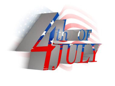 3D 4 Temmuz metin tasarım.