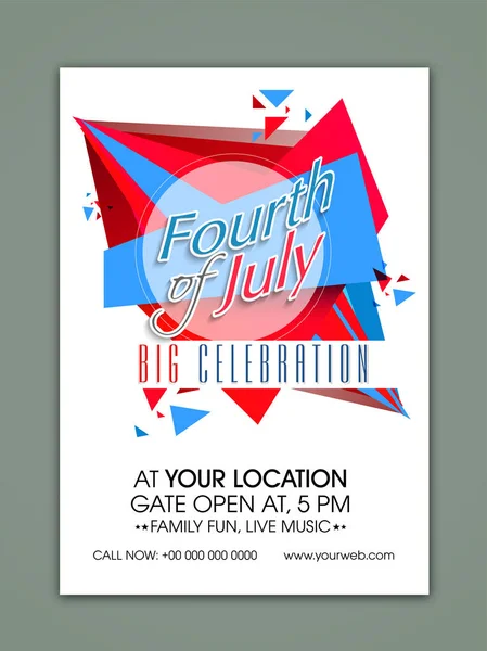 Template, Banner or Flyer for Fourth of July. — Stock Vector