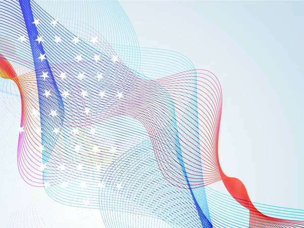 Американський прапор кольори хвиль для 4 липня. — стоковий вектор