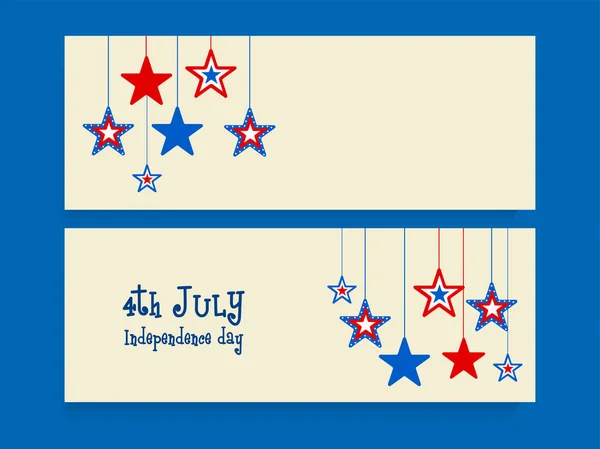 Ιστοσελίδα κεφαλίδα σετ για την 4η Ιουλίου, ημέρα της ανεξαρτησίας. — Διανυσματικό Αρχείο