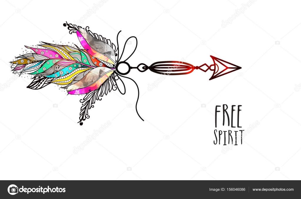 Boho style arrow with feather. — Stock Vector © alliesinteract #156046086