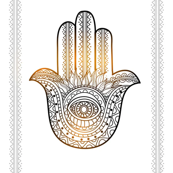 Glänzend handgezeichnetes Hamsa-Symbol. — Stockvektor