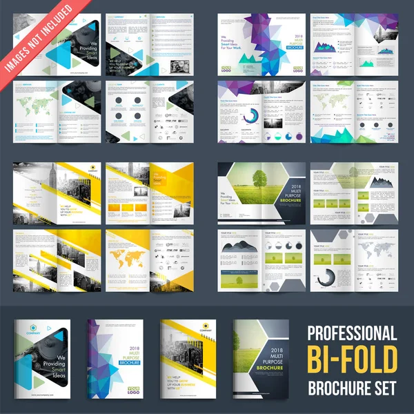 Set van 4 brochures ontwerpen met vier pagina's ontwerpen sjabloon. — Stockvector