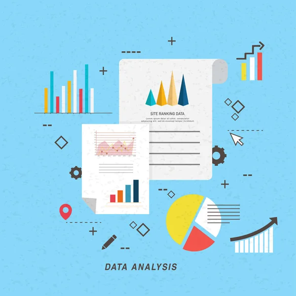 Vlakke afbeelding van Business Data-analyse. — Stockvector