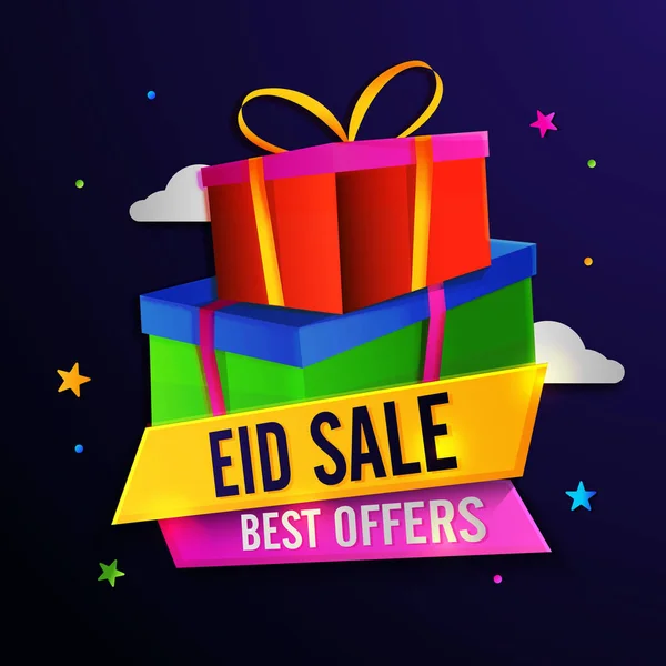 Eid Vendita banner con scatole regalo . — Vettoriale Stock