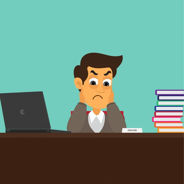 Character of a sad businessman at office. — Stock Vector