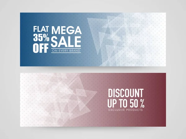 Mega Sale and Discount web headers set. — Stock Vector
