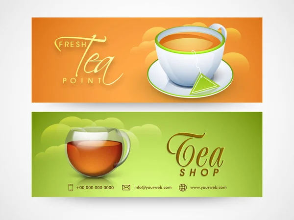 Tea Shop website headers set. — Stock Vector