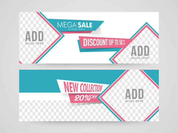 Mega Sale website headers design.