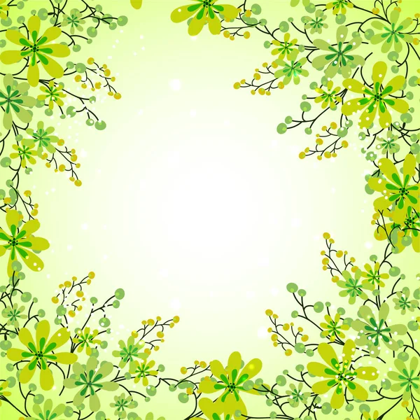 Fond naturel avec des fleurs vertes . — Image vectorielle