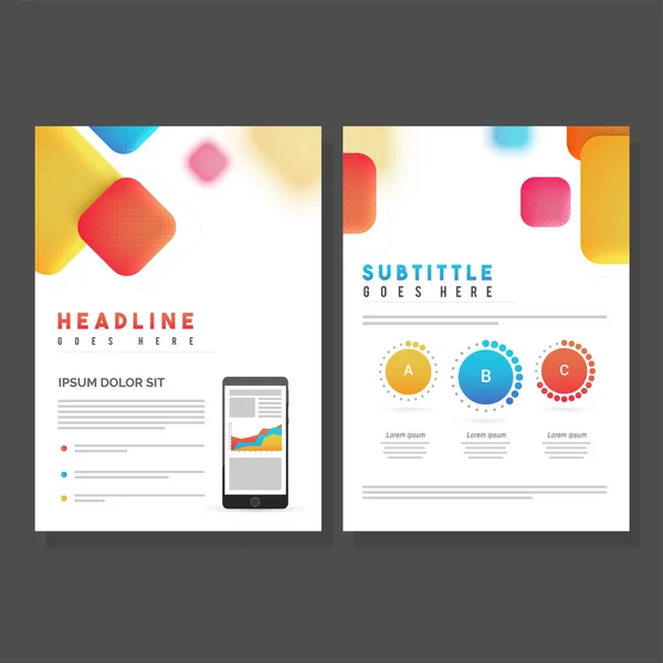 Brochura Corporativa com elementos infográficos e quadrado colorido —  Vetores de Stock
