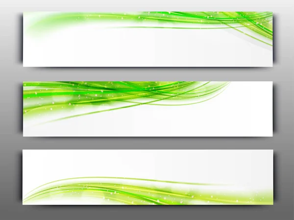 Ιστοσελίδα κεφαλίδες ή banner με πράσινα κύματα. — Διανυσματικό Αρχείο