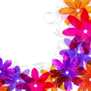 Renkli çiçek ve çiçek öğeleri noktalı resim efekti.