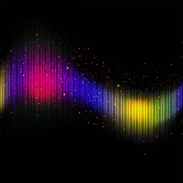 Ondas sonoras equalizadoras coloridas, efeito de movimento abstrato . — Vetor de Stock