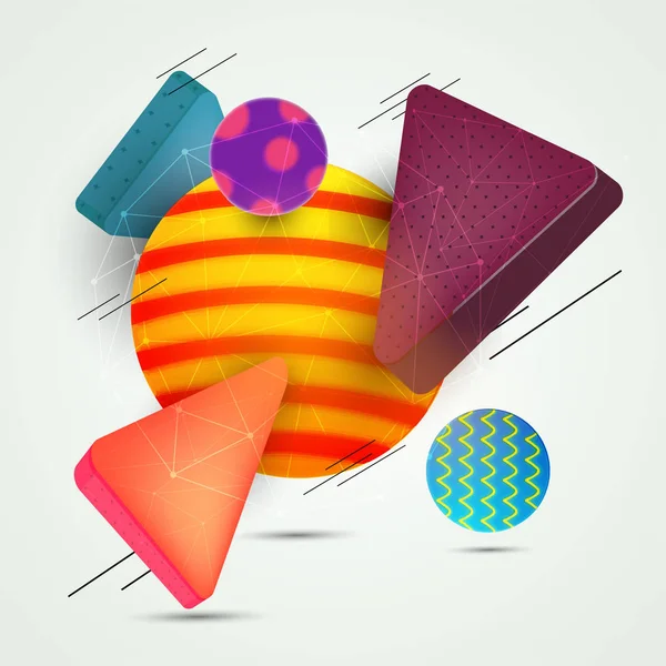 Triangles 3D et boules éléments abstraits . — Image vectorielle