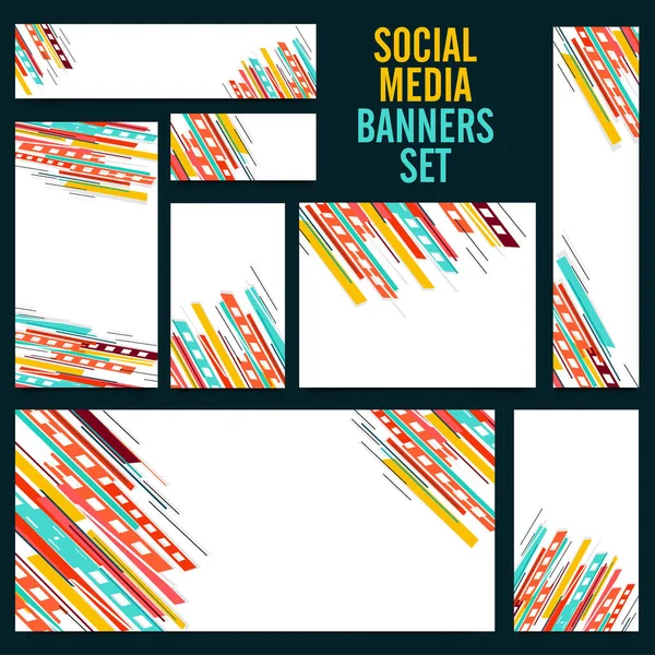 Bandiere dei social media con strisce astratte . — Vettoriale Stock