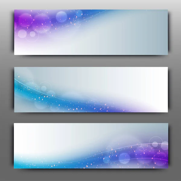 Encabezados del sitio web o banners con olas brillantes . — Vector de stock