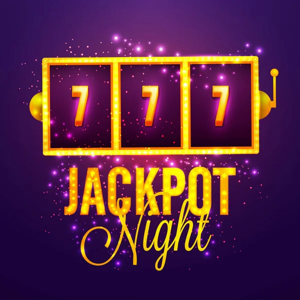 Casino Jackpot gece arka plan ile altın Slot makinesidir. — Stok Vektör