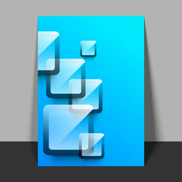 Modrá puntíkovaná leták s čtverečky. — Stockový vektor