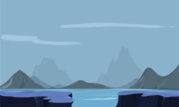 Paisaje natural con hermoso lago . — Vector de stock