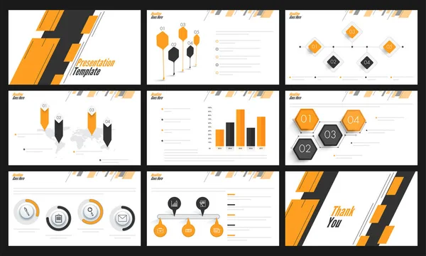 Presentation mallar med orange och grå infographics. — Stock vektor