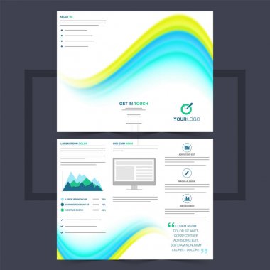 Mavi ve sarı wa ile iş panelli broşür veya el ilanı tasarımı