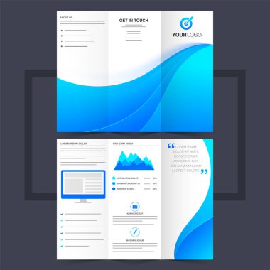Mavi Dalgalar ile iş panelli broşür veya el ilanı tasarımı.