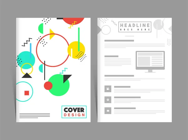 Two Pages Corporate Brochure, Cover Design for Business. — Stock Vector