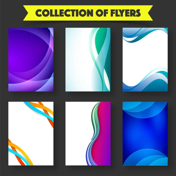 Collection de flyers abstraits avec vagues . — Image vectorielle