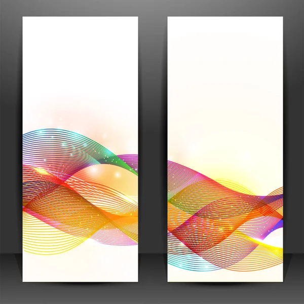 Sitio web conjunto de banner con ondas de colores . — Vector de stock