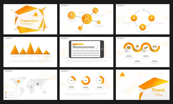 Presentationsmall med orange infographic element. — Stock vektor