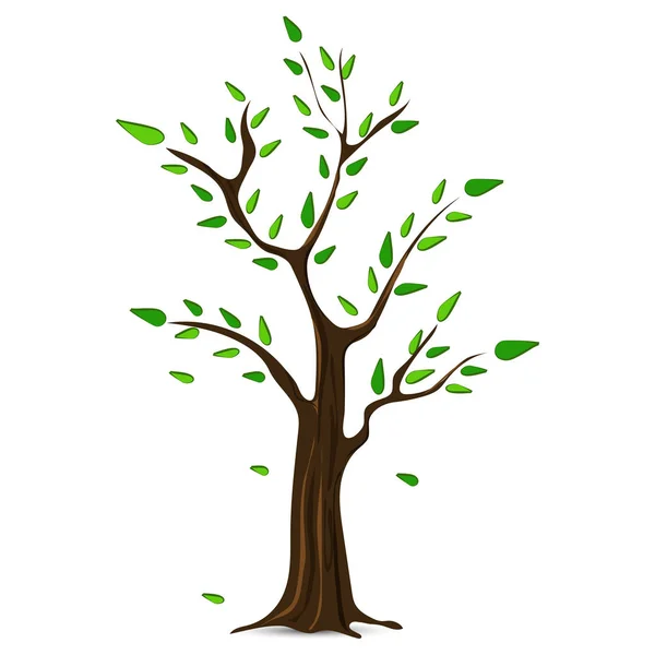 Ilustración de árbol con hojas verdes . — Vector de stock