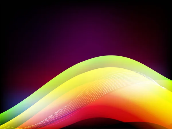 Glänsande färgglada vågor på lila bakgrund. — Stock vektor