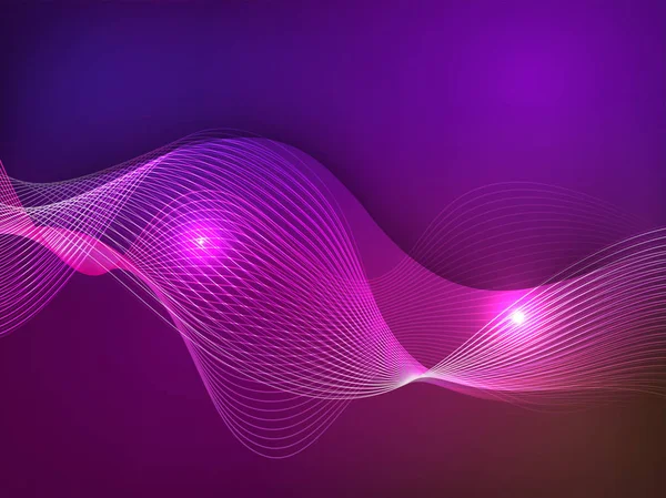 Shiny purple waves on abstract background. — Stock Vector