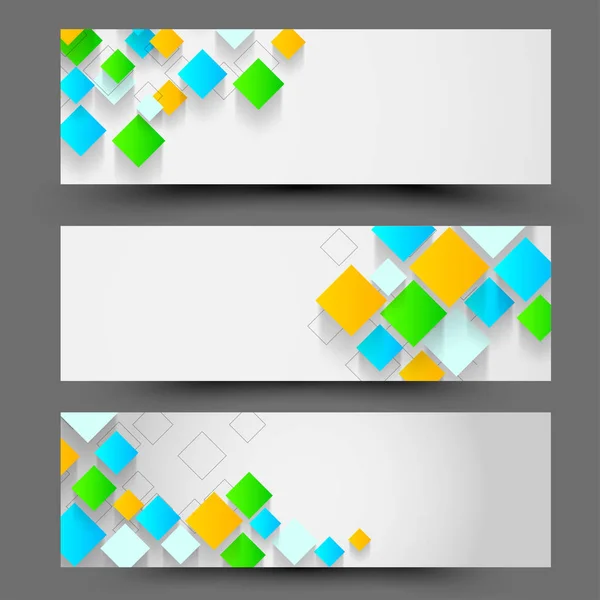 En-têtes ou bannières de site Web avec des carrés colorés . — Image vectorielle