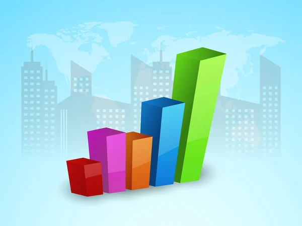 Barras estatísticas 3D coloridas para empresas . — Vetor de Stock