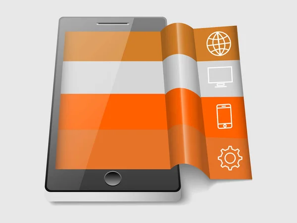 Elemento infográfico de papel con símbolos web y smartphone . — Archivo Imágenes Vectoriales
