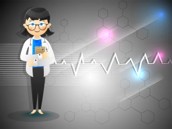 Medische achtergrond met vrouwelijke arts karakter. — Stockvector