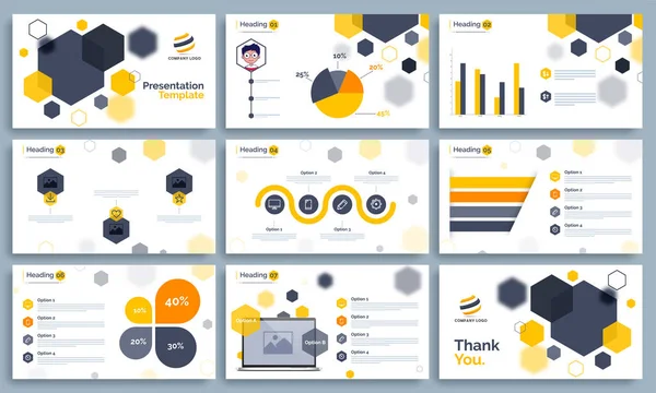 Business presentatiesjabloon instellen met infographics. — Stockvector