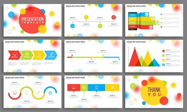 Modelli di presentazione con elementi infografici colorati . — Vettoriale Stock