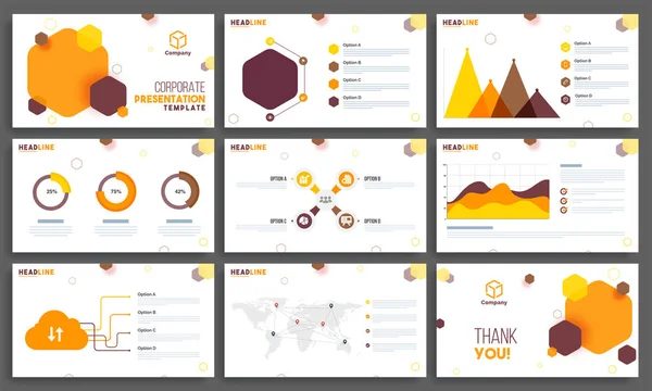 9 ビジネス プレゼンテーション テンプレート レイアウトのセット. — ストックベクタ