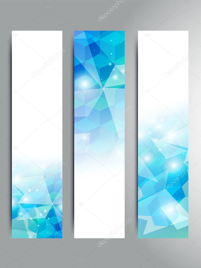 Website banners with abstract blocks.