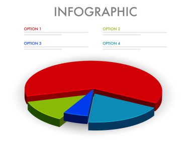 3D renkli pasta grafiği Infographic iş için.