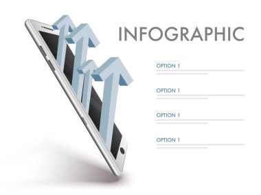 Infographic şablon smartphone ve 3d yayla.