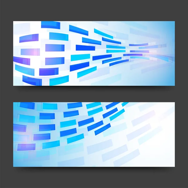 Website headers of banners met blauwe abstracte elementen. — Stockvector