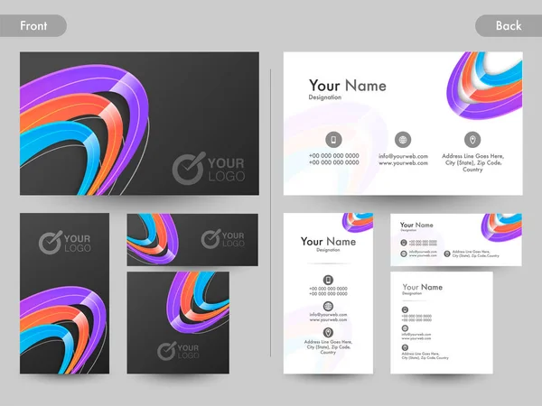 Yatay ve dikey Kartvizit şablonları ayarlandı. — Stok Vektör