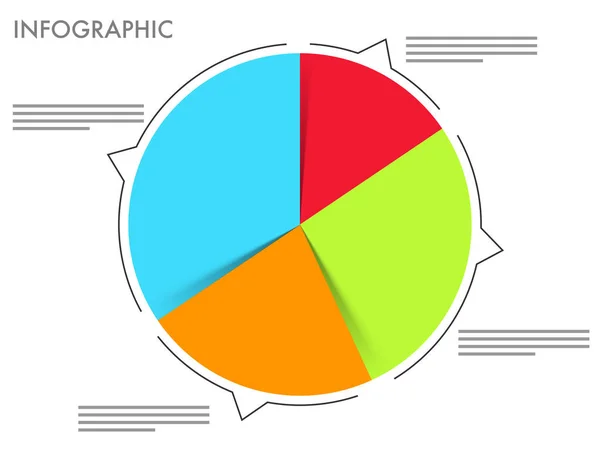 Colorida infografía de gráfico circular con punteros para negocios . — Archivo Imágenes Vectoriales