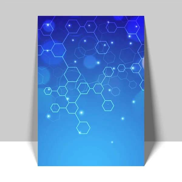 Blue Flyer, Template with molecule structure. — Stock Vector