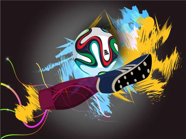 Jambe de joueur de football avec ballon pour le concept Sports . — Image vectorielle