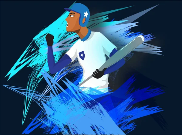 Illustrazione del giocatore di baseball aggressivo . — Vettoriale Stock